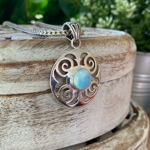NEW Bali 925 Sterling Silver Larimar Pendant